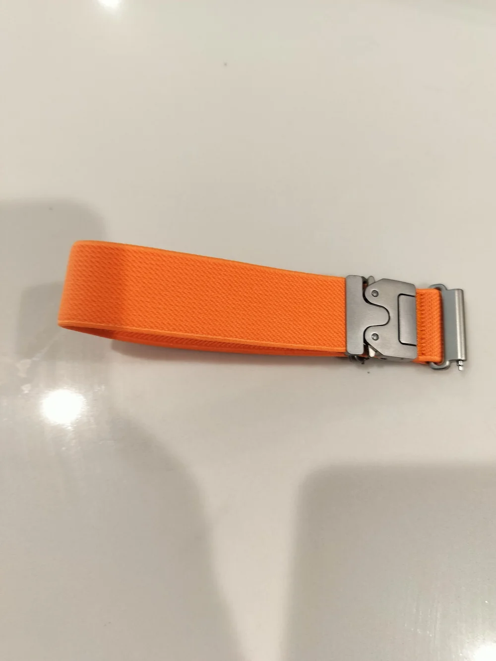 Orange Nylon Watch Band with Silver Buckle
